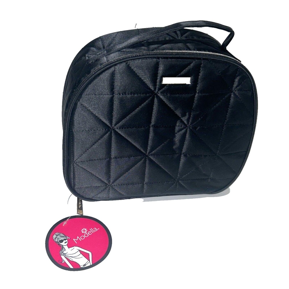 NWT Modella Black Travel Cosmetic Makeup Bag Toiletry Organizer Storage Case